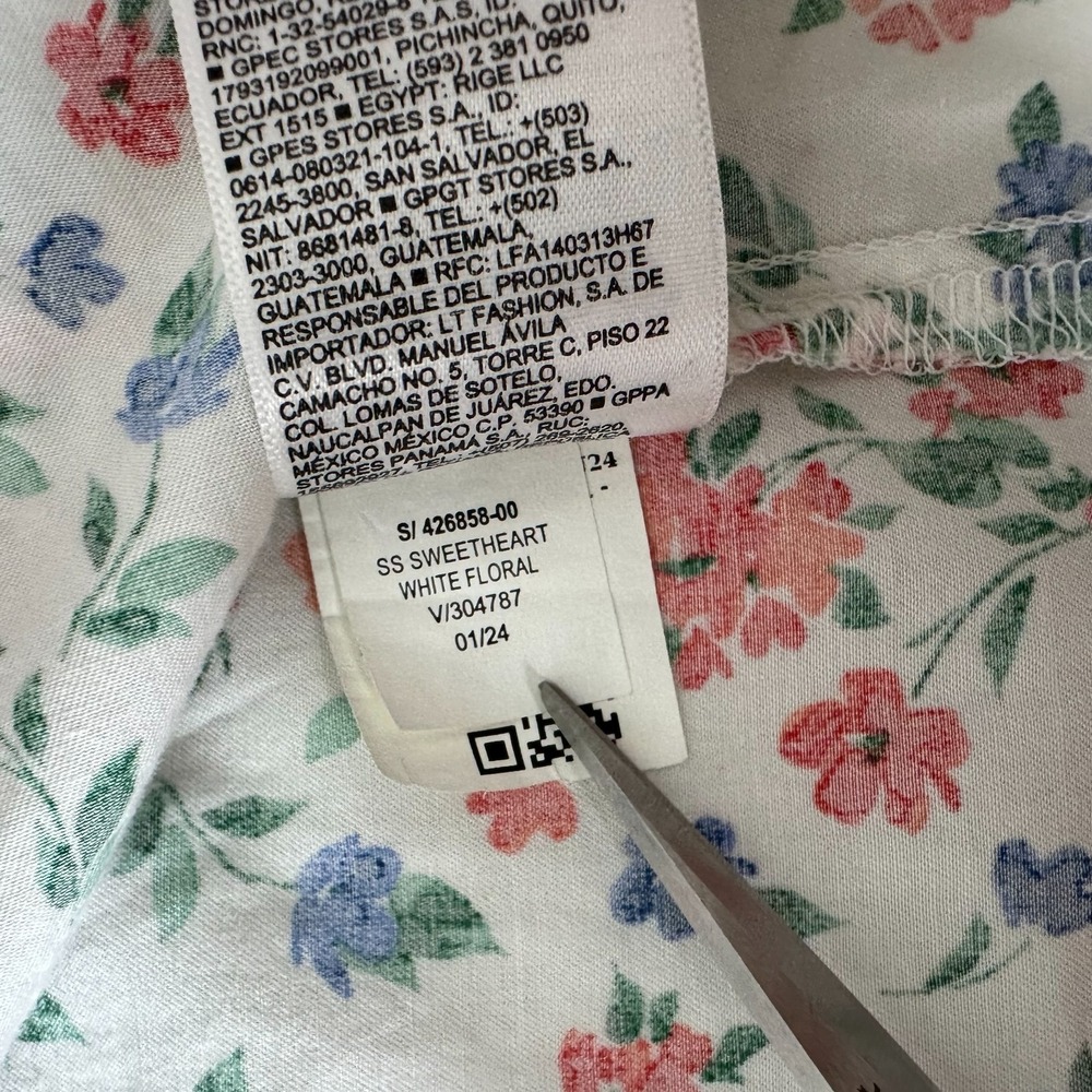Old Navy Babydoll Top Womens Size XL White Floral Sweetheart Cottagecore Boho - Picture 11 of 12
